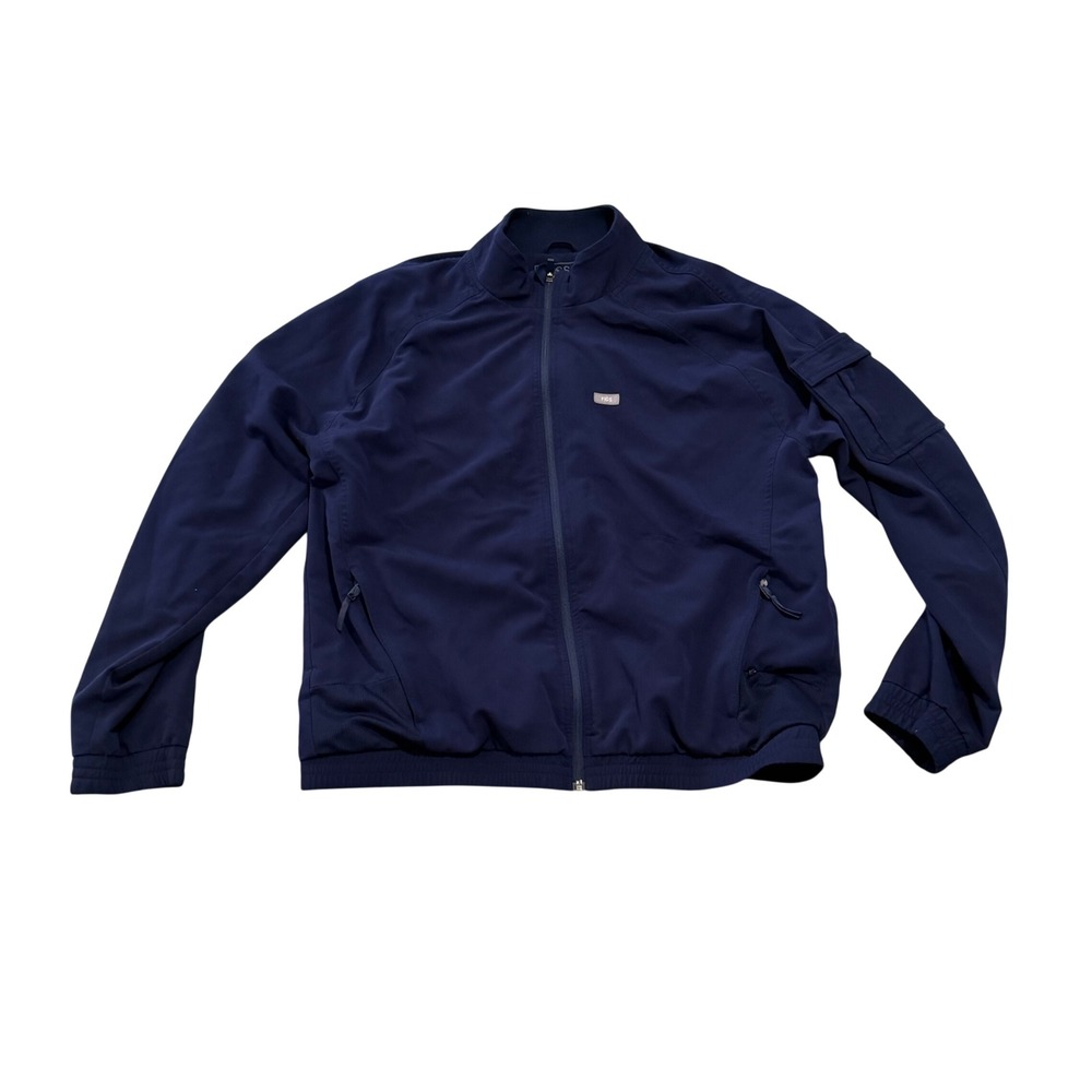 FIGS Mens Navy Full-Zip Scrub Warm-Up Jacket sz XL Nurse On Shift Workwear pckts